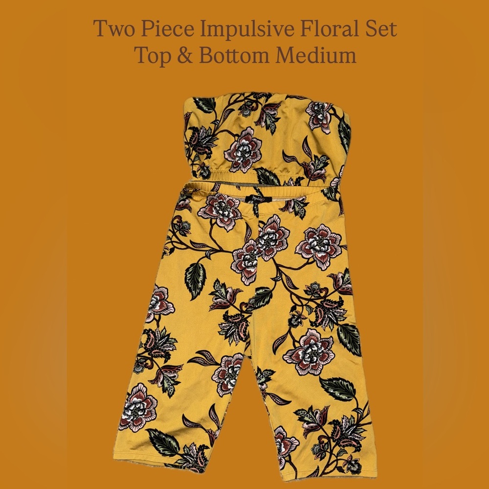 Impulsive Floral Strapless Two Piece Set in Yellow